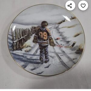 Collectible Decorative Plate — Boy with Hockey Stick in Snow